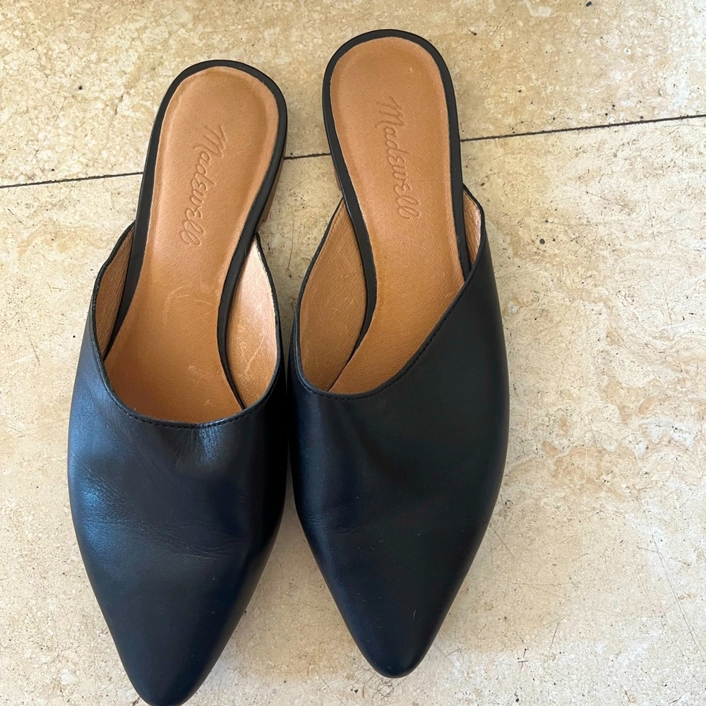 Madewell black leather mules size 7